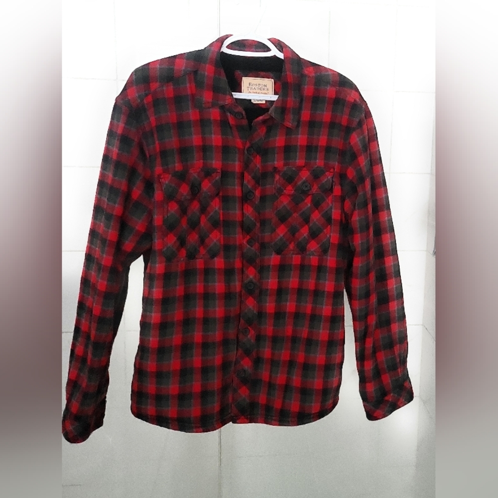 Boston Traders Red and Black Plaid Men's Shirt